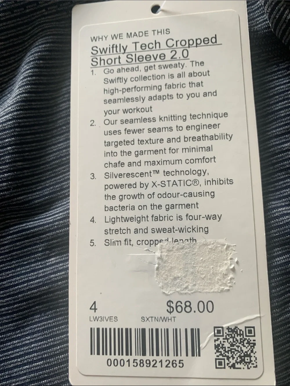 32. NWT Lululemon swiftly tech cropped short sleeve CLUB BLUE Size: 4 - Picture 5 of 5